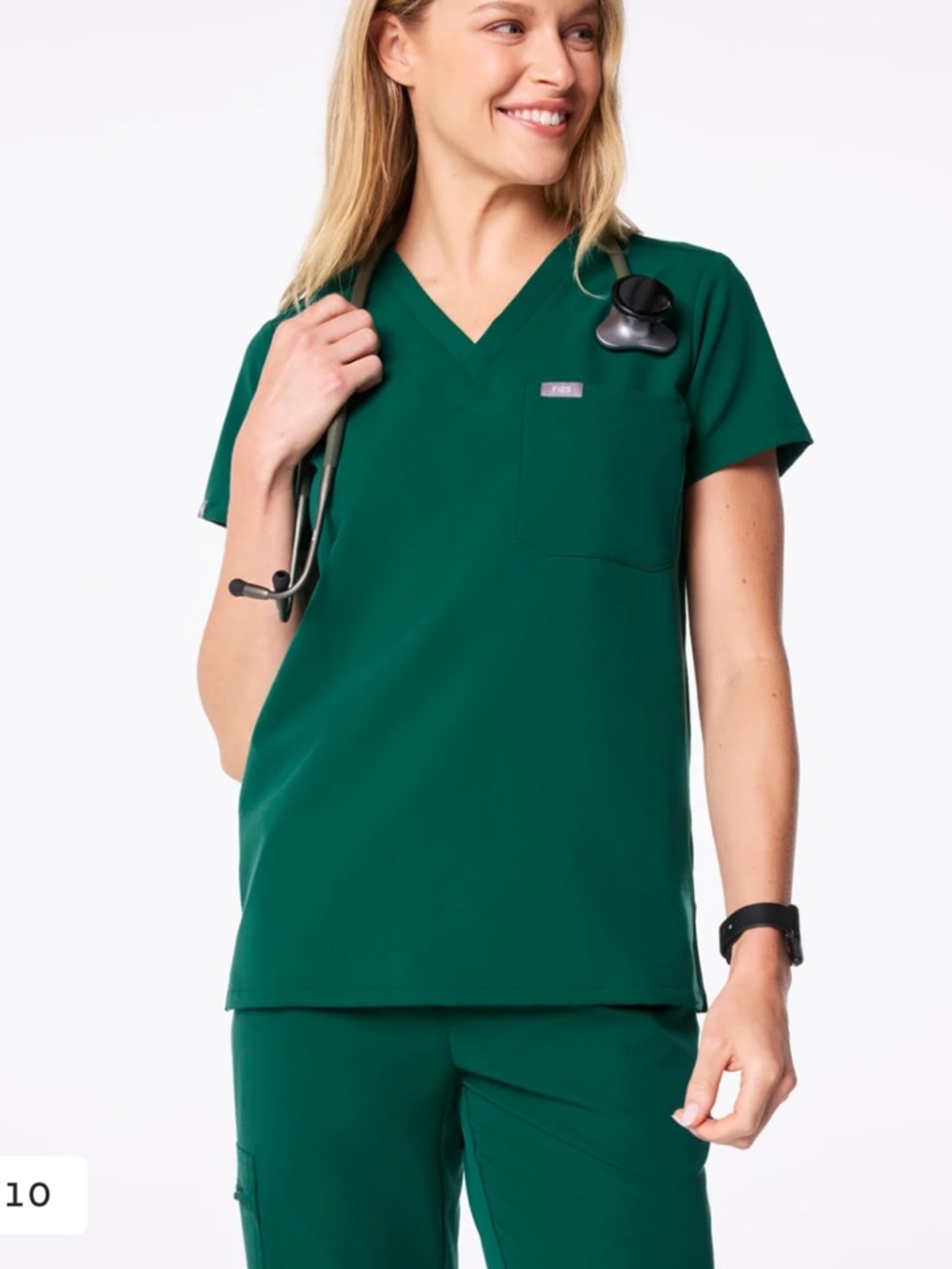 Figs Hunter Green Catarina One-Pocket Scrub Top Size Xs